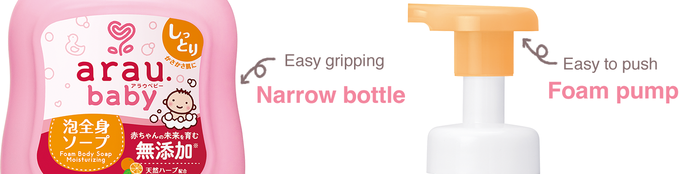 Easy gripping narrow bottle. Easy to push foam pump.