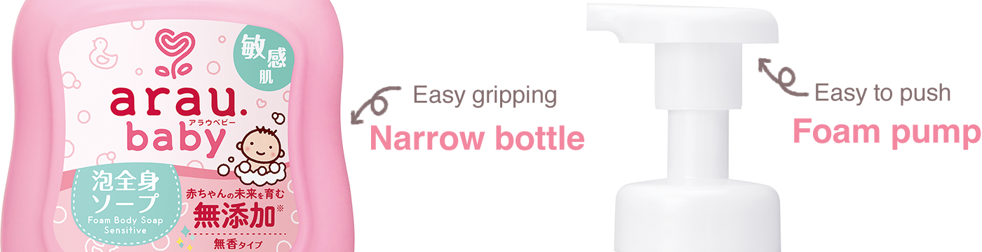 Easy gripping narrow bottle. Easy to push foam pump.