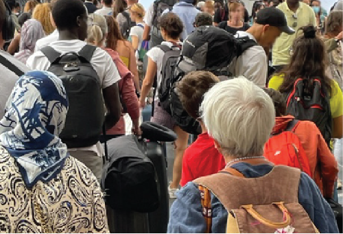 Passengers rushing to board trains at a major train station in Paris, France, after the relaxation of Covid-19 rules in France.