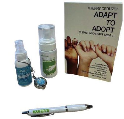 Prizes included the Alsoft Disinfectant, pens, and the book "Adapt to Adopt"