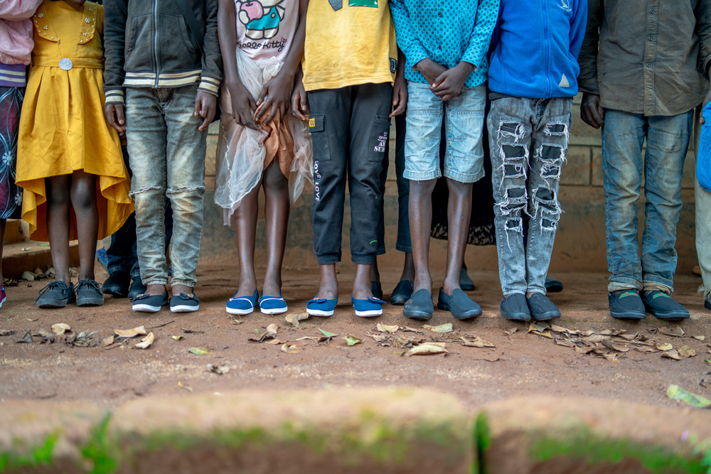 Kids with their new shoes