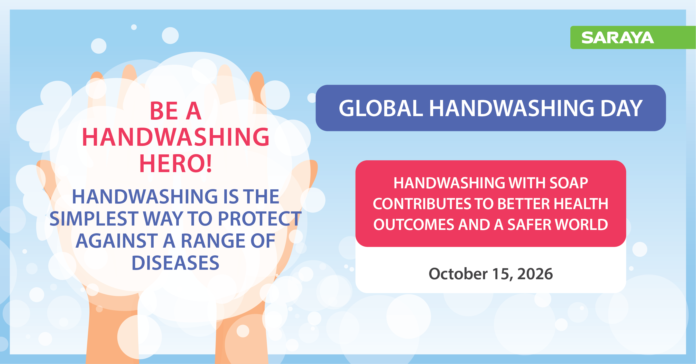 Global Handwashing Day poster for 2026 by SARAYA